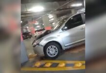 Vehículo se chocó contra una columna en el Centro Comercial Mayorca