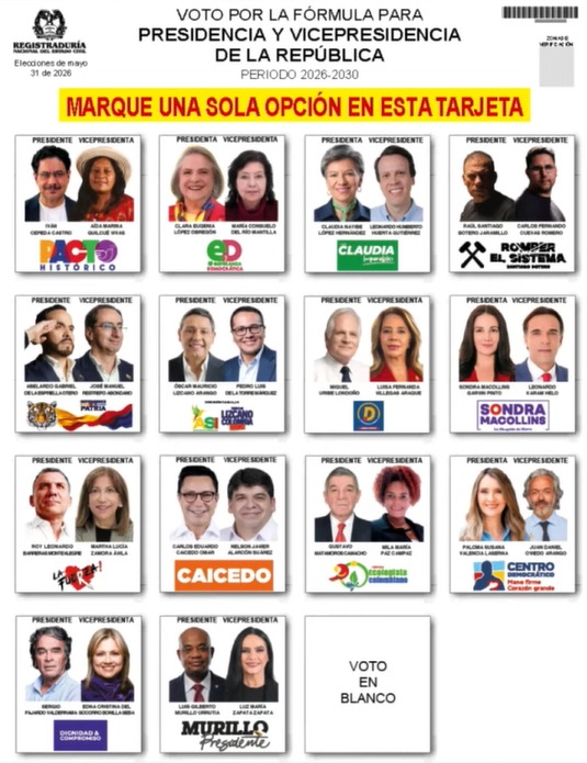 Definen orden de candidatos en el tarjetón para elecciones presidenciales de 2026 1 Definen orden de candidatos en el tarjetón para elecciones presidenciales de 2026